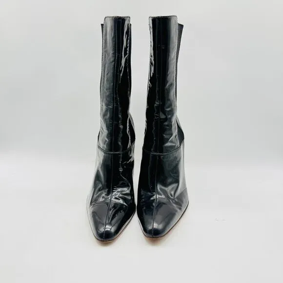 Dolce &amp; Gabbana Shoes Womens EU 38.5 US 8 Black Patent Leather Stiletto Boots