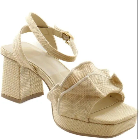 Dolce Vita Cheer Elegant Beige Block Heel Sandals sz 9.5 nwob