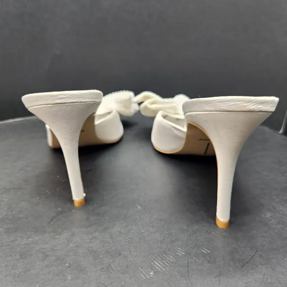 Dolce Vita heeled mules 8 white satin Patton bow pearls pointed toe new $160