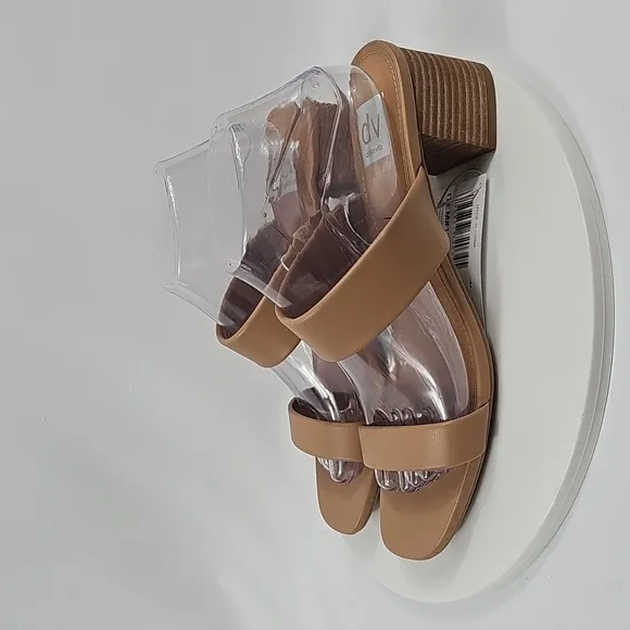 Dolce Vita Lextra Sandals Chunky Block Heel Strappy Slip-On Faux Leather Cafe 10