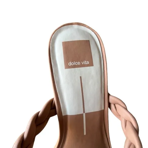 Dolce Vita Naira Woven Sandals Size 9 Cafe Stella Tan Stacked Heels NWT NIB