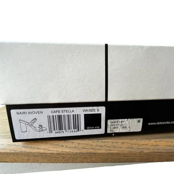 Dolce Vita Naira Woven Sandals Size 9 Cafe Stella Tan Stacked Heels NWT NIB