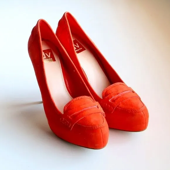Dolce Vita Orange Suede Leather Platform Stiletto Heels / Pumps / Dress Shoes