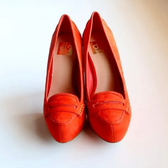 Dolce Vita Orange Suede Leather Platform Stiletto Heels / Pumps / Dress Shoes