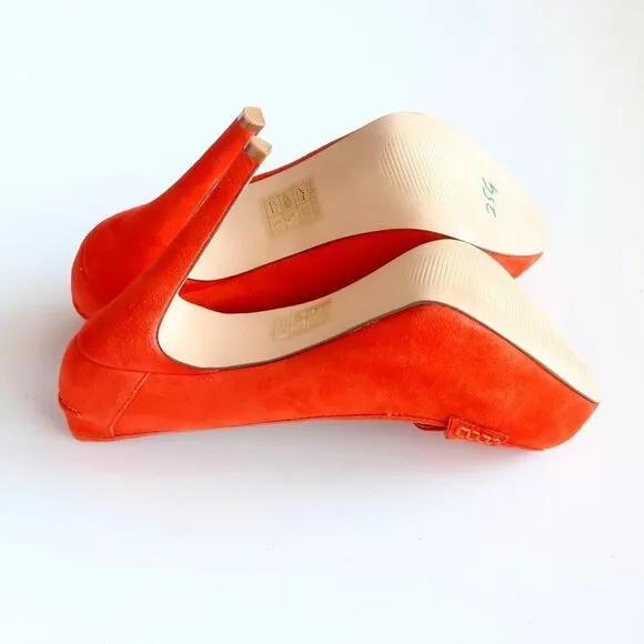 Dolce Vita Orange Suede Leather Platform Stiletto Heels / Pumps / Dress Shoes