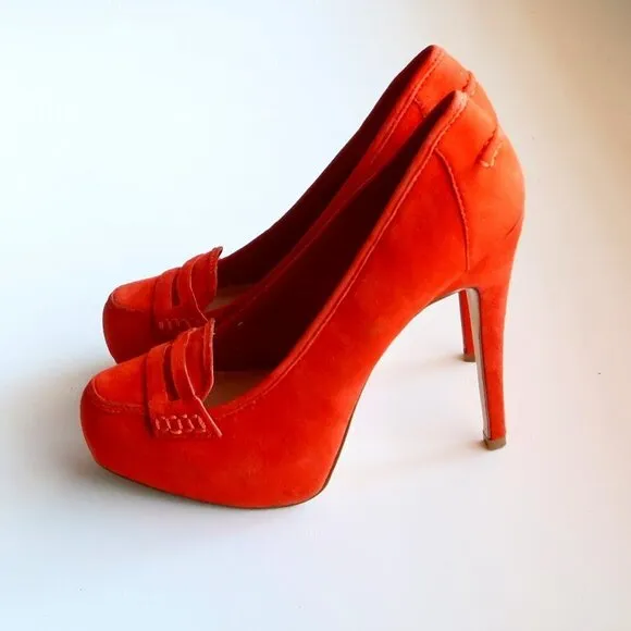 Dolce Vita Orange Suede Leather Platform Stiletto Heels / Pumps / Dress Shoes