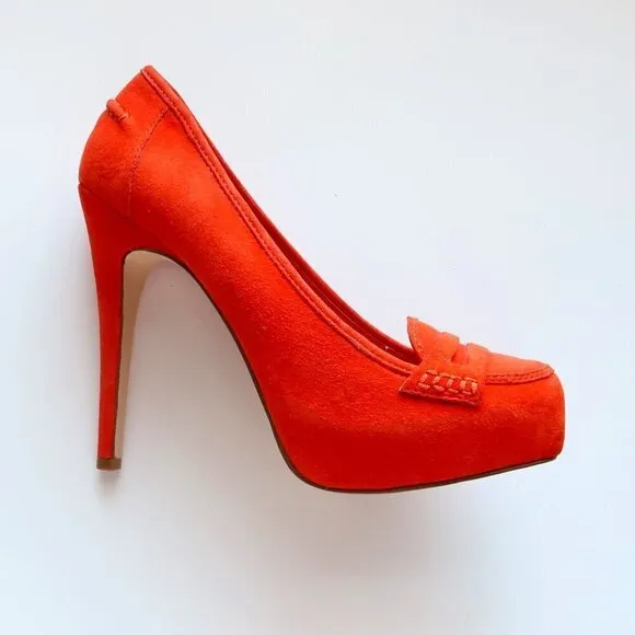Dolce Vita Orange Suede Leather Platform Stiletto Heels / Pumps / Dress Shoes