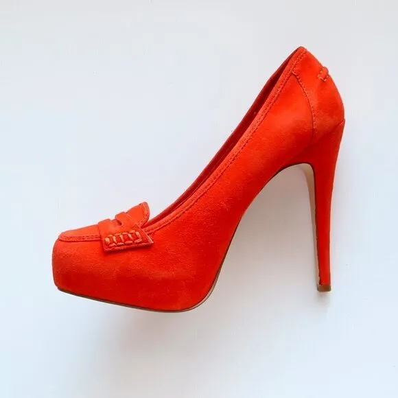 Dolce Vita Orange Suede Leather Platform Stiletto Heels / Pumps / Dress Shoes