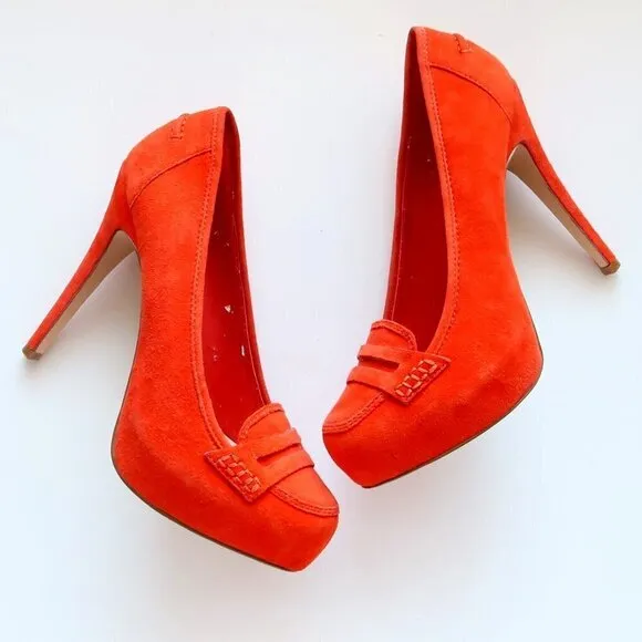 Dolce Vita Orange Suede Leather Platform Stiletto Heels / Pumps / Dress Shoes