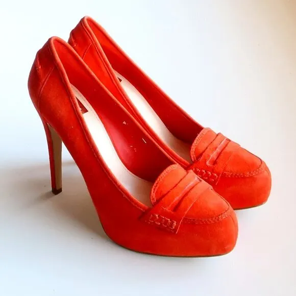 Dolce Vita Orange Suede Leather Platform Stiletto Heels / Pumps / Dress Shoes