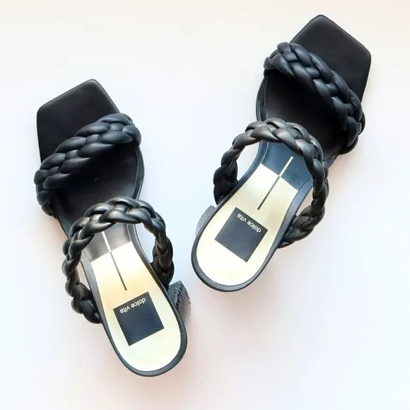Dolce Vita Paily Heels Stella Black Block Heel Square Toe Mule Sandals Size 7