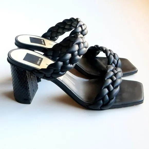 Dolce Vita Paily Heels Stella Black Block Heel Square Toe Mule Sandals Size 7