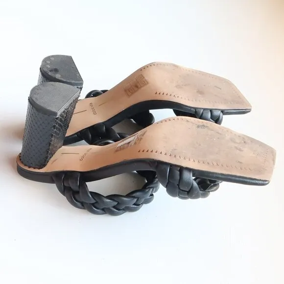Dolce Vita Paily Heels Stella Black Block Heel Square Toe Mule Sandals Size 7