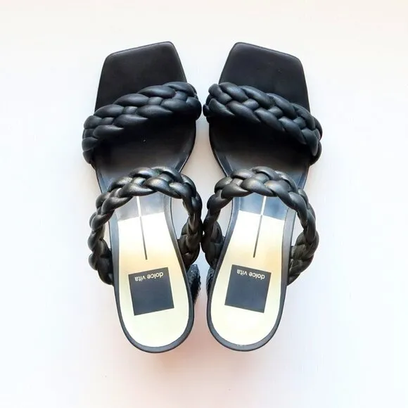Dolce Vita Paily Heels Stella Black Block Heel Square Toe Mule Sandals Size 7