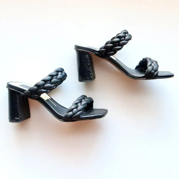Dolce Vita Paily Heels Stella Black Block Heel Square Toe Mule Sandals Size 7
