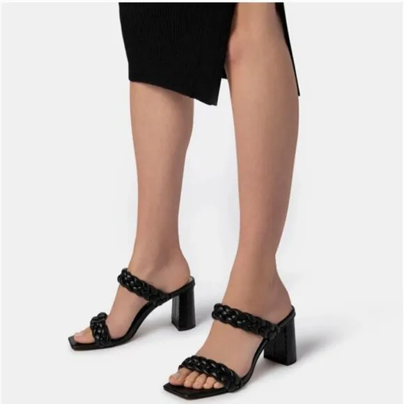 Dolce Vita Paily Heels Stella Black Block Heel Square Toe Mule Sandals Size 7