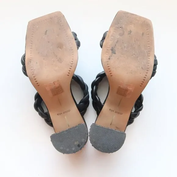 Dolce Vita Paily Heels Stella Black Block Heel Square Toe Mule Sandals Size 7