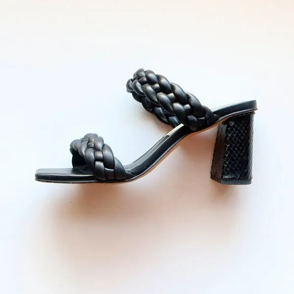 Dolce Vita Paily Heels Stella Black Block Heel Square Toe Mule Sandals Size 7