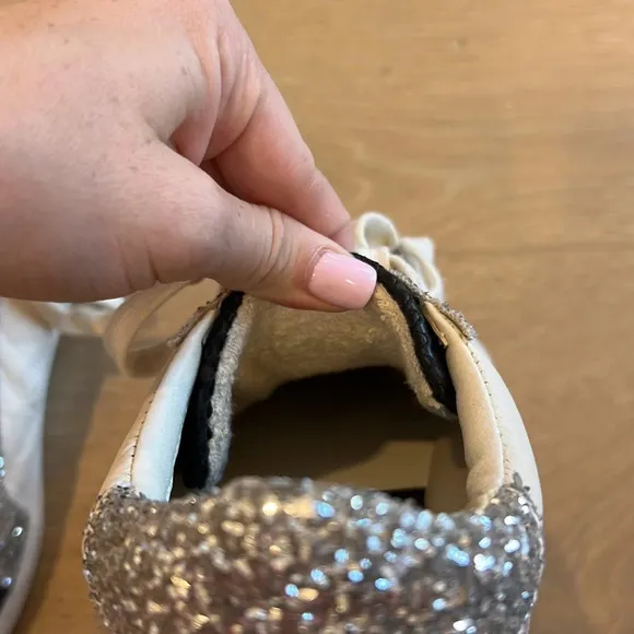 Dolce Vita Sneakers Sparkly Shoes 8.5 Nadea Zina Hemline Black Snake Glitter