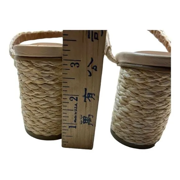 Dolce Vita Womens Myla Square Toe Braided Raffia Block Heel Sandals Beige Size 9