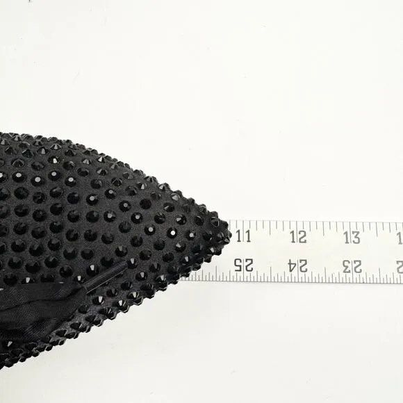 Dolls Kill Widow Black Bejeweled Pointed Toe Bow Mary Jane Platform Pump 11 Goth