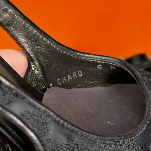 Donald J Pliner Black Charo Embroidered Stiletto Heels Size 5 Pre Loved
