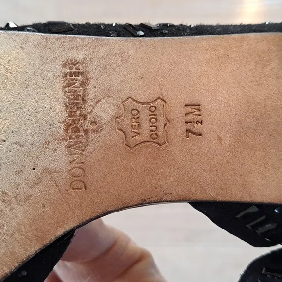 Donald J Pliner Black Embellished D'Orsay Flats Dressy Classy Pointy Toe Sparkly