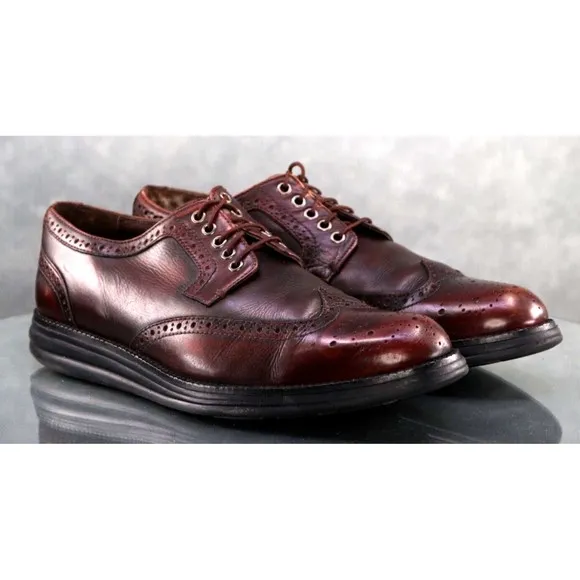 Donald J PLiner EVEB-SXSX Men's Wingtip Dress Shoes Size 9.5 EU 9 Leather Cognac