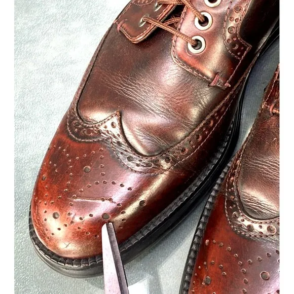 Donald J PLiner EVEB-SXSX Men's Wingtip Dress Shoes Size 9.5 EU 9 Leather Cognac