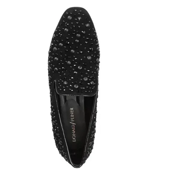 Donald PLINER &quot;LYNNSP&quot; CRYSTAL STUDDED LOAFER BLACK SUEDE LEATHER /SZ 6 M NEW