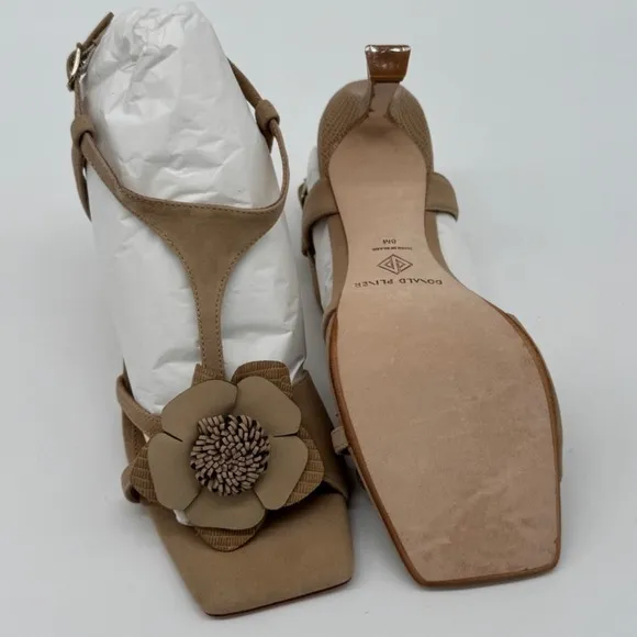 Donald Pliner Floral T-Strap Heels Square Toe‎ Occasion Sandals
