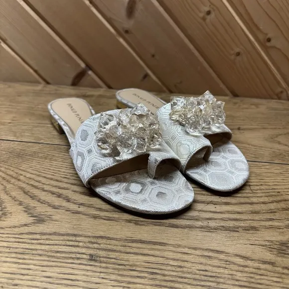 Donald‎ Pliner Frances Slide Sandals Gold Jewel Embellished Women 9.5 MSRP $198