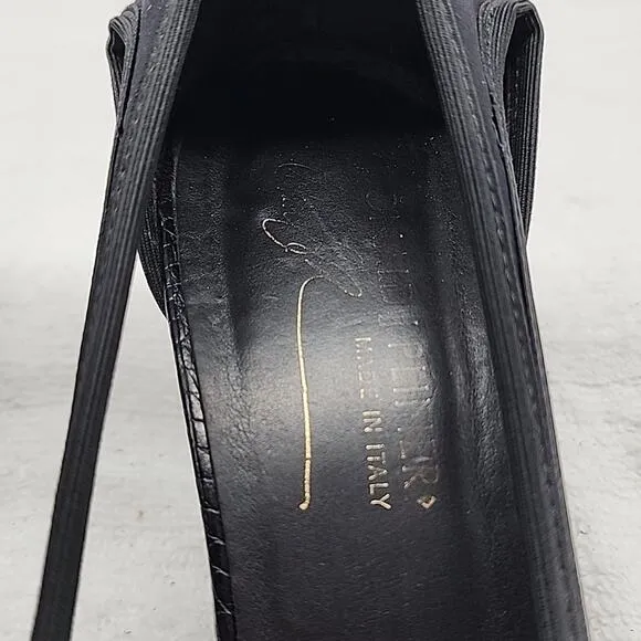 DONALD PLINER LATARA PEEP TOE PUMPS LADIES SIZE 8 CUT-OUT SIDES MICROFIBER⚫️GUC
