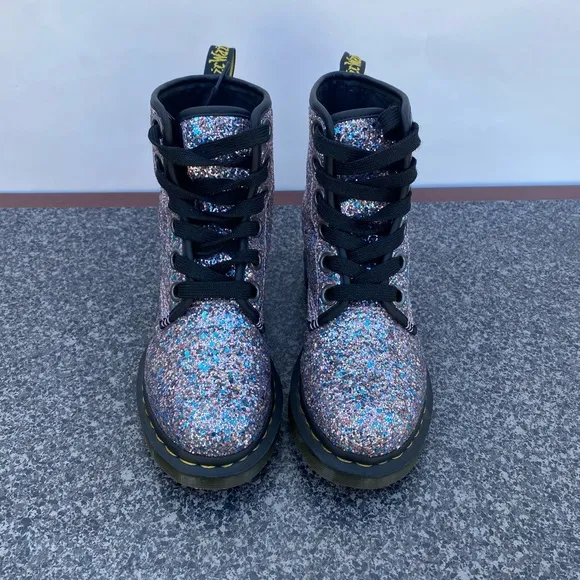 Dr. Martens 1460 Farrah Purple Glitter Sparkle Shiny Multicolor Boots Size US 5