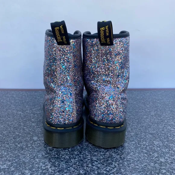 Dr. Martens 1460 Farrah Purple Glitter Sparkle Shiny Multicolor Boots Size US 5