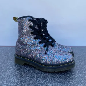 Dr. Martens 1460 Farrah Purple Glitter Sparkle Shiny Multicolor Boots Size US 5