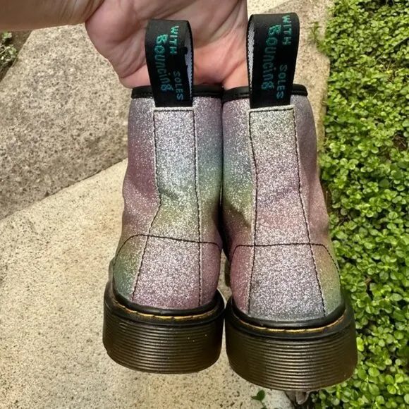 Dr. Martens 1460 Junior Kids Pastel Rainbow Glitter Lace up Boots Size 3