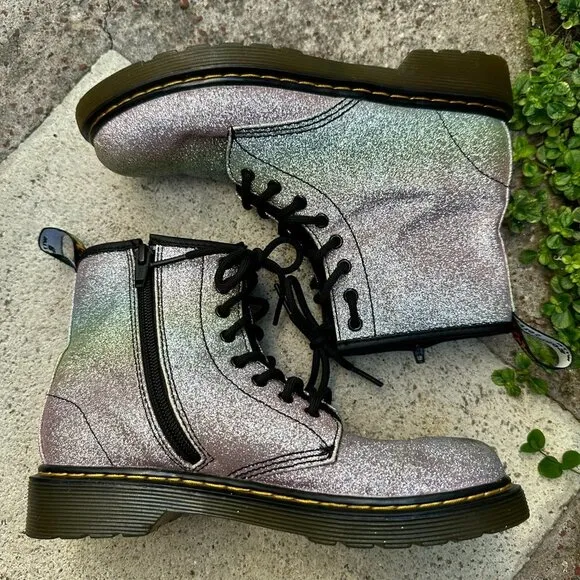 Dr. Martens 1460 Junior Kids Pastel Rainbow Glitter Lace up Boots Size 3