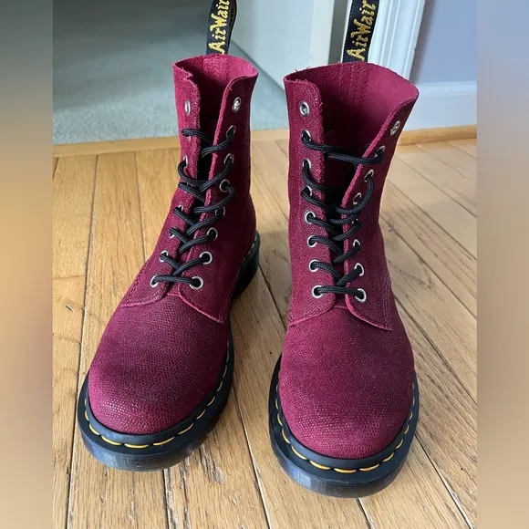 DR MARTENS 1460 Pascal Cherry Red Glitter Ray Leather Boots - Women’s 8/Men’s 7