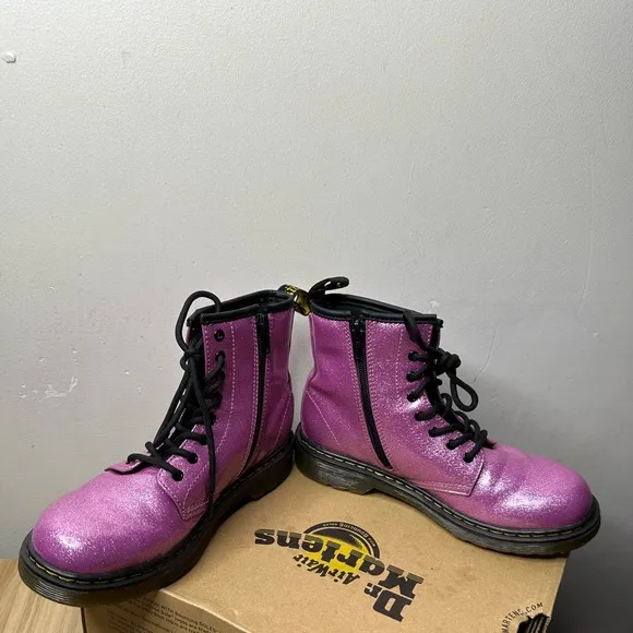 Dr Martens 1460 pink Glitter Combat Boots Y2K 90s Size 5