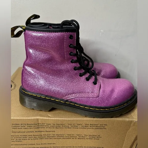 Dr Martens 1460 pink Glitter Combat Boots Y2K 90s Size 5