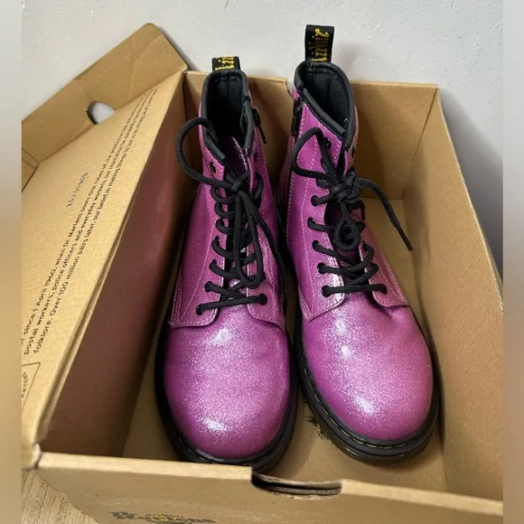 Dr Martens 1460 pink Glitter Combat Boots Y2K 90s Size 5