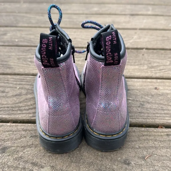 Dr. Martens 1460 Purple Iridescent Snake Reptile Glitter Zipup Boots Sz 3