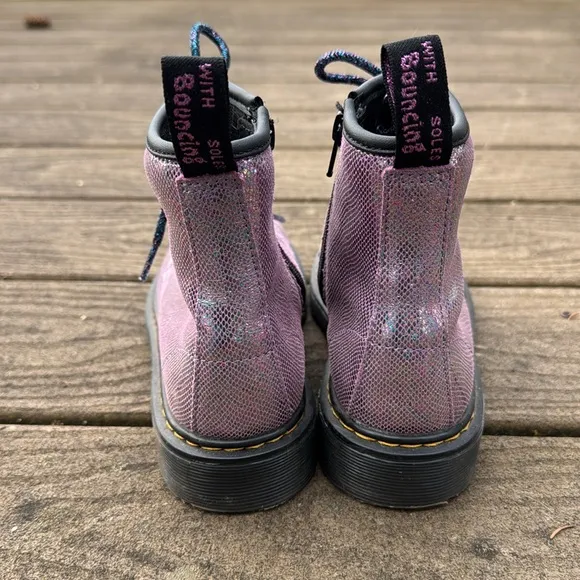Dr. Martens 1460 Purple Iridescent Snake Reptile Glitter Zipup Boots Sz 3