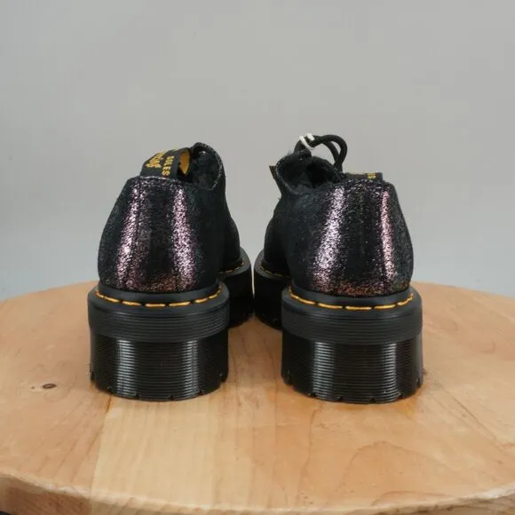 Dr Martens 1461 Quad FL Womens Size 7 Lace Platform Oxford Glitter Fur Lined NEW