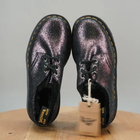 Dr Martens 1461 Quad FL Womens Size 7 Lace Platform Oxford Glitter Fur Lined NEW