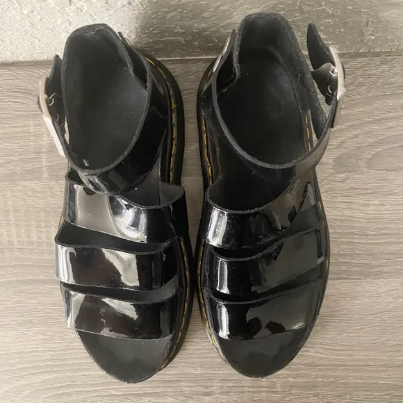 Dr. Martens AirWair Clarissa Leather Ankle Strap Black Sandals Size 6