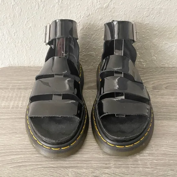 Dr. Martens AirWair Clarissa Leather Ankle Strap Black Sandals Size 6