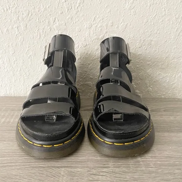 Dr. Martens AirWair Clarissa Leather Ankle Strap Black Sandals Size 6