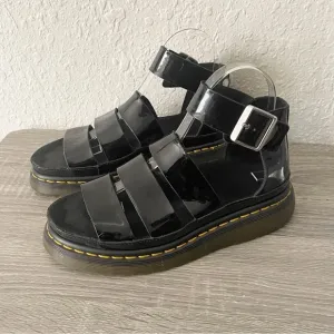 Dr. Martens AirWair Clarissa Leather Ankle Strap Black Sandals Size 6